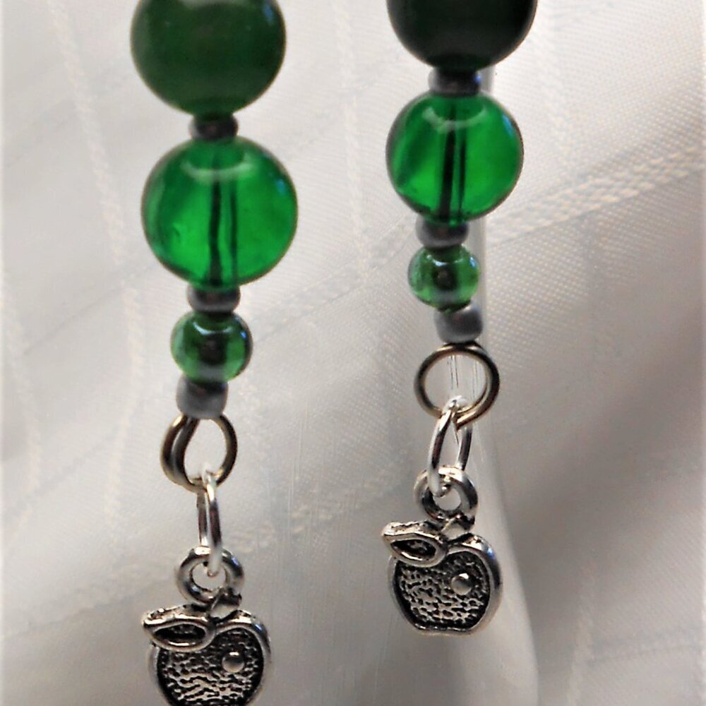 No 434 Handmade earrings with Tibetan silver apples charms and polished stones